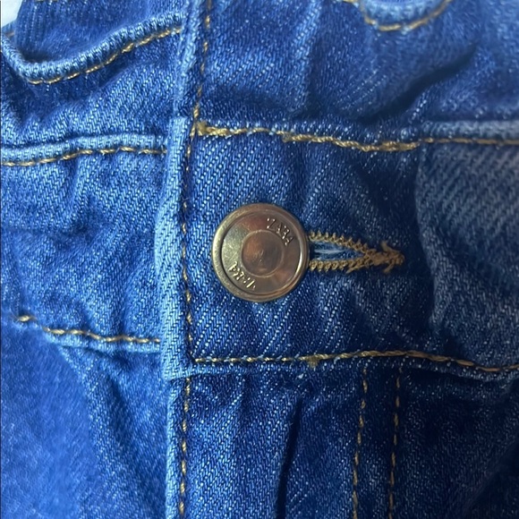 Zara Blue Paperbag Waist Cropped Baggy Leg Jeans Size 12 Casual Boho Denim Cute - Picture 6 of 13